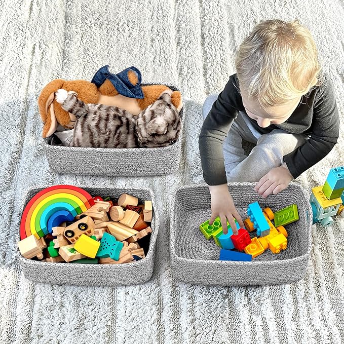 Goodpick Storage Baskets, Small Baskets for Organizing, Toy Storage for Gifting, Woven Rope Shelf Organizer for Nursery Organ