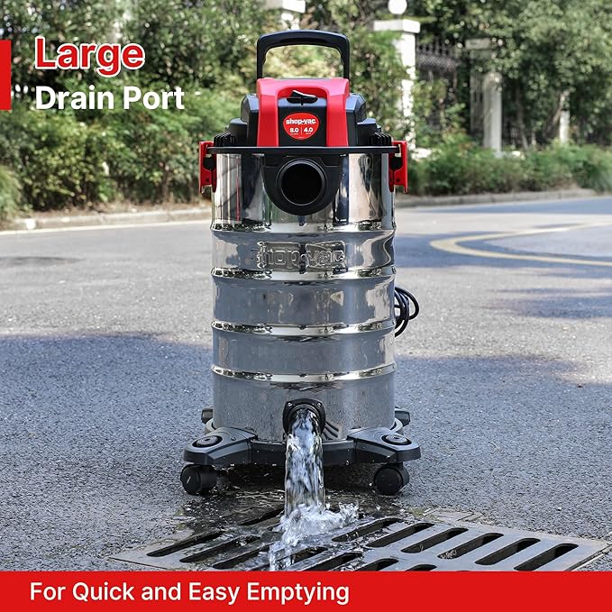 Shop-Vac 8 Gallon 4.0 HP Wet/Dry Vacuum with Blower Function, Stainless Steel Tank, Portable Shop Vacuum with Wheels, Include