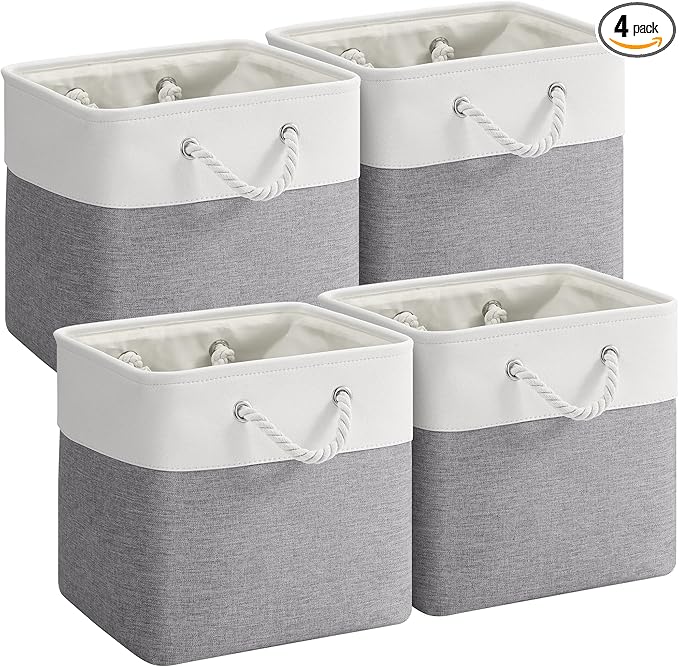 12 x 12 Inch Cube Storage Bins, 4 Pack Fabric Storage Basket with Handles, Foldable Boxes Organizer for Shelf Baskets for Hom