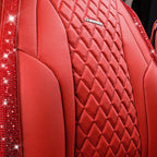 CAR PASS Nappa Leather Bling Diamond Car Seat Covers Full Set Universal Cushioned, Waterproof Heavy-Duty Anti-Slip Luxury Lea