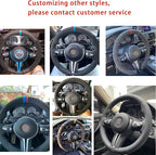 Hand Sewn Black Perforated Ultra-Fine Fiber Leather Steering Wheel Cover, for BMW 228i 230i 320i 328i 330i 335i 340i 428i 430i 435i 440i 525i 535i 550i 640i 650i