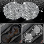 CAR PASS 11 PCS Bling Diamond Car Mats Set for Women Girls, Sparkly Rhinestone Steering Wheel Cover, Waterproof Floor Mats