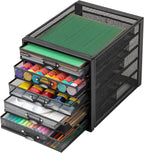 Mind Reader File Storage Drawers, Desk Organizer, Multi-Purpose, Crafts, Office, Metal Mesh, 11"L x 14"W x 11"H, Black, 5 Dra
