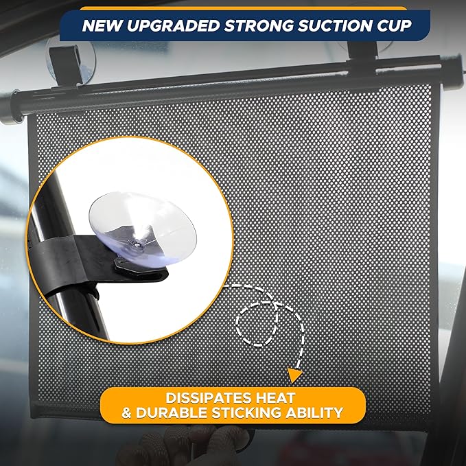 EcoNour Car Window Shades for Baby (2 Pack) - Upgraded | Shades for Side Window | Comes with Enhanced Suction Cups & Large Clips for Durability | Baby Car Accessories (18" x 20")