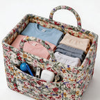 Quilted Laundry Basket with Handles - Multi-Purpose Fabric Storage Basket，Boho Fabric Storage Baskets with Handles for Car, H