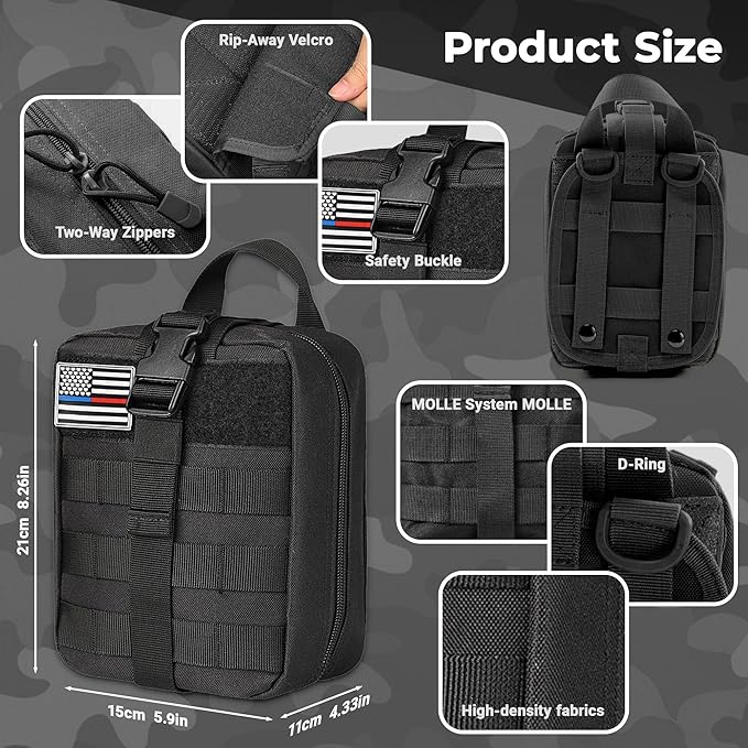 78 PCS IFAK Trauma Kit with Tourniquet, 6-Inch Israeli Bandage, Splint, Tactical First Aid Kit for Car, Camping, Hiking and T