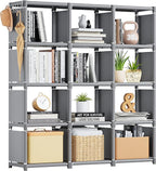 Mavivegue Book Shelf, 12 Cube Storage Organizer, DIY Bookcase, Metal Cube Bookshelf,Tall Book case for Bedroom, Living Room,O