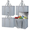 musbus 4 packs insulated trunk organizer car cooler bag XL-Large Insulated Grocery shopping bags, Reusable grey zipped zipper,Collapsible,tote,cooler,groceries,Recycled Material Warm Foldable