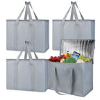 musbus 4 packs insulated trunk organizer car cooler bag XL-Large Insulated Grocery shopping bags, Reusable grey zipped zipper,Collapsible,tote,cooler,groceries,Recycled Material Warm Foldable