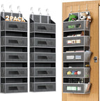5 Tier Over The Door Organizer - Large Capacity Behind Door Hanging Shelves with 10 Mesh Pockets and Clear Windows, Closet Or