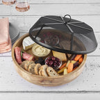 Gourmet Basics by Mikasa Mango Wood Lazy Susan with Iron Mesh Food Dome Cover, 14.5 Inch
