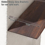 Floating Shelves for Concrete Wall: Solid Wood Shelf 15.75 and 23.6 inch with Heavy Duty Hidden Bracket for Display Books Pla