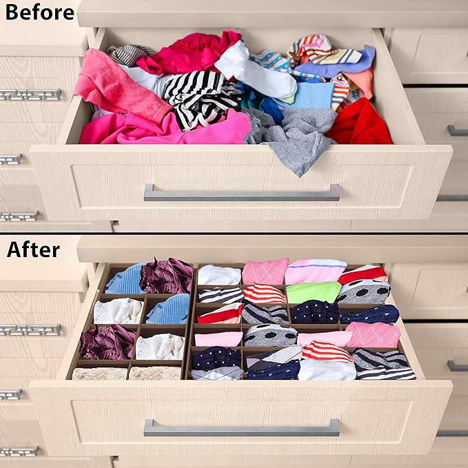 Simple Houseware 4-Pack Drawer Organizer Set - Closet Dividers for Underwear, Socks, Bras, Scarves, Ties - Foldable Non-Woven
