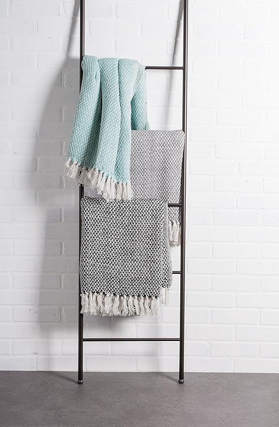 DII 100% Cotton Basket Weave Throw for Indoor/Outdoor Use Camping Bbq's Beaches Everyday Blanket, 50 x 60, Woven Stripe