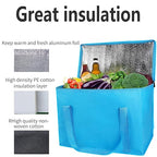 musbus 4-Pack, Large Insulated Grocery shopping bag, Blue, reusable bags,zipper,Collapsible,tote,cooler,for men women,for instacart,leakproof,soft,Recycled Materia