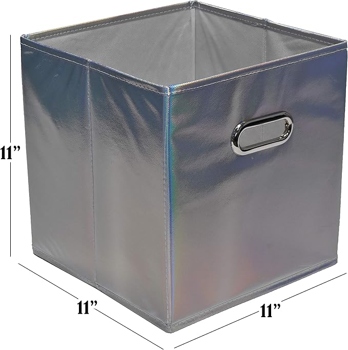 Handy Laundry 6-Pack Foldable Cube Storage Bins – Decorative Collapsible Organizer for Shelves, Closets, Underbed, Clothes, o