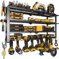 Spampur 420LB Capacity Power Tool Organizer with Charging Station & 6 Outlets | Quick Assembly 4-Layer Heavy Duty Rack for Dr