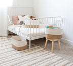 OrganiHaus Cotton Rope Basket for Shelf - Woven Storage Basket for Organizing, Closet & Toy Storage - Honey/Off-White - 15x9x