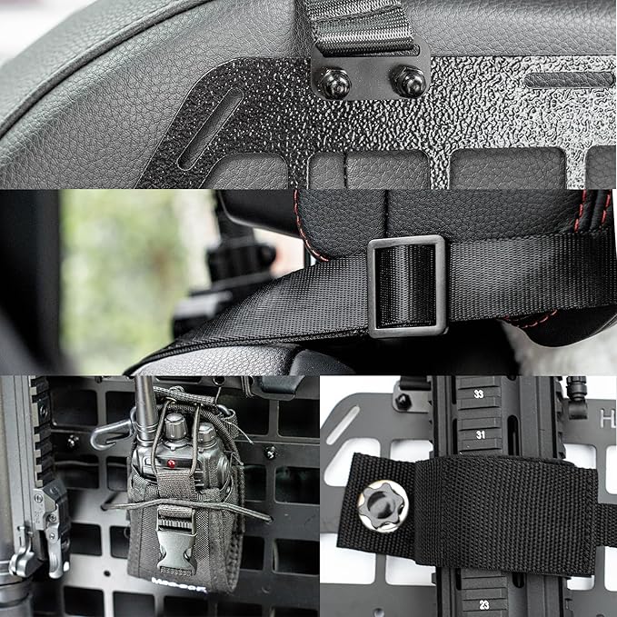 Metal Molle Panel for Vehicles & Trucks Seat Back (1 Seat Kit) – Premium 2mm Aluminum Alloy Organizer Compatible with Molle/PALS Gear, Heavy-Duty Car Storage