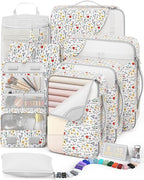 8 Set Packing Cubes for Travel, Gifts for Women Mom,Anti-Tearing Suitcase Organizer for Luggage with Shoe & Hanging Toiletry 