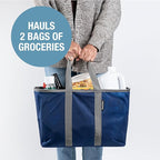 CleverMade EcoBasket 30L Collapsible Tote Basket – Reusable Grocery Tote That Stands Upright, Foldable Shopping Basket for Ca