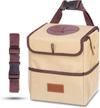 Creathing Car Trash Can [Touring Edition] - Removable Liner - 100% Leakproof, Odor Control Lid, Hanging Garbage Bin for SUV, Truck, Car (2 Gal, Beige)