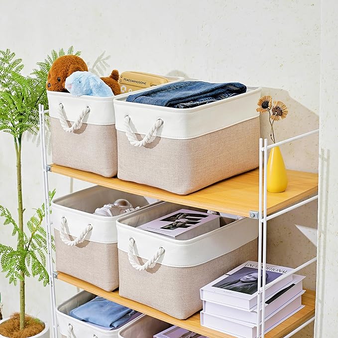 15x11x9.5 Inch Storage Baskets for Shelves,3 Pack Storage Bins，Foldable Organizer Boxes, Decorative Storage Basket for Organi