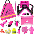 Pink Car Emergency Kit, Premium Roadside Emergency Car Accessories Kit with Jumper Cables, Flashlight, Shovel, Screwdriver Se
