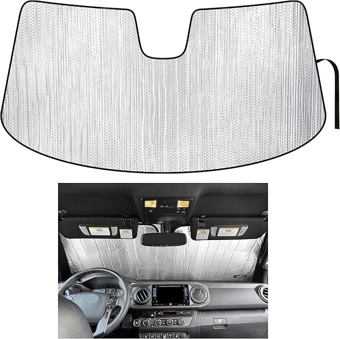 YelloPro Custom Fit Reflective Windshield Sunshade for 2016 2017 2018 2019 2020 2021 2022 2023 Toyota Tacoma, TRD Off-Road, SR, SR5, TRD Sport, TRD Pro, Limited 2Dr 4Dr Pickup, UV Reflector