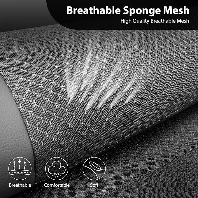 CAR PASS Leather Car Seat Covers Breathable Seat Cover Full Sets Airbag Compatible for Most Cars, SUVs, Trucks, and Vans (Ful