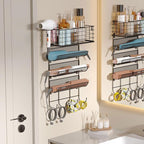 Wall-Mounted Hair Dryer Holder Styling Tool Organizer 4-Shelf Storage Wire Basket with Hook Heat Safe Rack for Hair-Straighte
