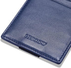 HISCOW Car Sun Visor Card Holder with Elastic Band Fastener - Italian Calfskin (Dark Blue)