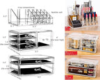 Cq acrylic 3 Pack Clear Makeup Organizer Countertop, Stackable 6 Drawers Skincare Organizer,Cute Skin Care Organizer for Vani