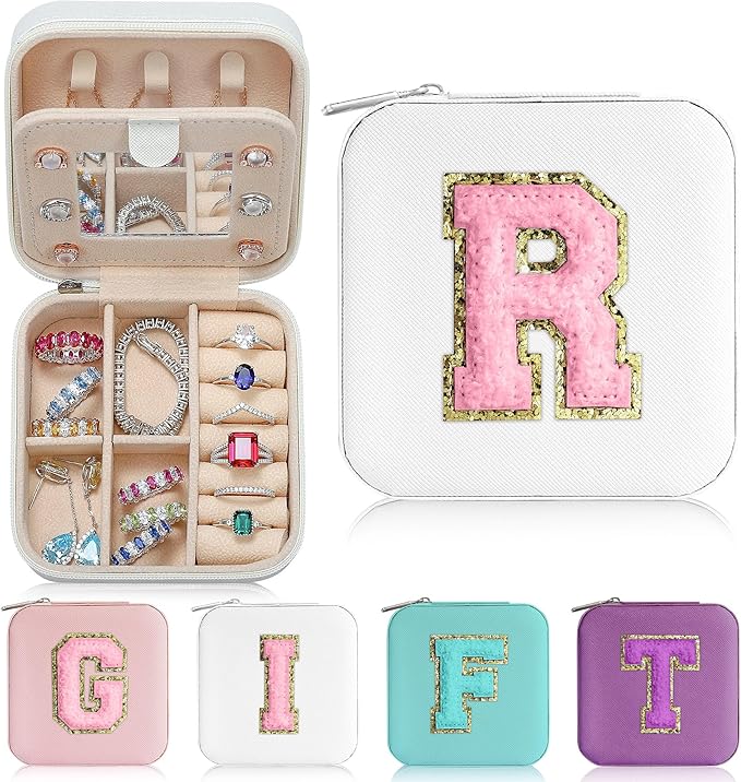 Parima Jewelry Organizer Box, Small Jewelry Box for Women Girls Initial R Travel Jewelry Case Small Jewelry Organizer Box Tra