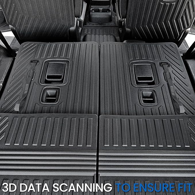 Cargo Mat Backrest Mats for 2021-2025 2026 Jeep Grand Cherokee L (3rd Row Manual & Power Fold), All Weather TPE Trunk Mat Cargo Liner Car Accessories (L | Cargo Mat+3rd Row Backrest Mats)