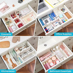 Vtopmart 16 Pack Drawer Dividers for Clothes, 4" High 11.3"-17" Adjustable Expandable Dresser Drawer Organizer, Plastic Drawe