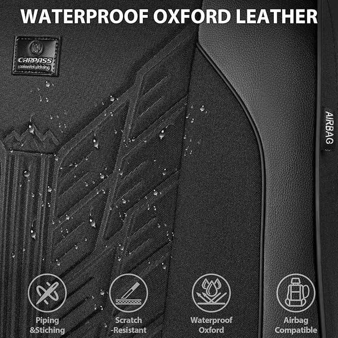 CAR PASS Leather Oxford Large Seat Covers For Truck F150 Ram Silverado Sierra 1500 Seat Covers, Scratch-resistant Water-proof