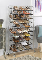 Whitmor 10 Tier Shoe Tower, 50 Pair, Chrome