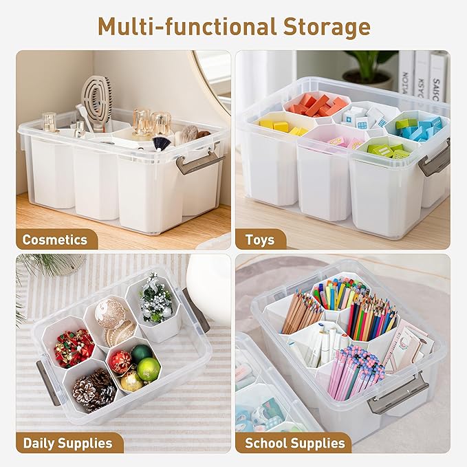Citylife 17 QT Plastic Storage Bins Clear Storage Box with Lids Multipurpose Stackable Storage Containers for Organizing Tool