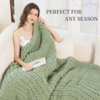 Admitrack Chunky Knit Blanket Throw, 100% Hand Knit Chenille Throw Blanket for Sofa & Home Decor, Soft and Cozy Knitted Throw