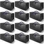 VELVETSURE 12 Pack Heavy Duty Extra Large Moving Bags W/Backpack Straps - Strong Handles & Zippers, Storage Totes For Space S