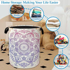 Groovy Mandala Laundry Basket Collapsible Laundry Hamper with Handle, Oxford Clothes Toy Storage Bin for Bathroom Bedroom Roo