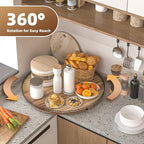 Acacia Wood 24" Lazy Susan Turntable Organizer for Table Top, Farmhouse Extra Large Round Lazy Susan for Serving Kitchen Coun