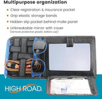 High Road Car Sun Visor Organizer with Hidden Auto Registration and Insurance Holder, Car Visor Mirror and Grip Band Storage Panel for Sunglasses and Driving Essentials