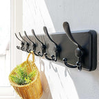 Dseap Coat Rack Wall Mounted - 24" Long 6 Tri Hooks, Heavy Duty Wooden Wall Coat Hanger Coat Hook for Clothes Hat Jacket Clot