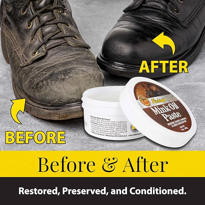 Fiebing's Mink Oil for Leather Boots (6 oz) - Leather Cleaner & Conditioner - Waterproof, Preserve, Soften All Smooth Leather