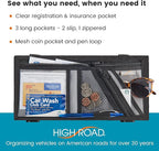 High Road Car Visor Organizer with Zippered Pockets, Sunglasses Sleeve and Clear Photo or Registration and Insurance Pocket - Heavy Duty Straps Fit Most Car, SUV and Truck Visors - Gray
