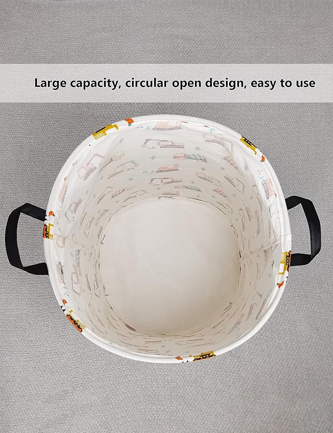 QUEENLALA Large Storage Basket,Laundry Hamper/Bathroom/Home Decor/Collapsible Round Storage Bin,Boys and Girls Hamper/Boxes/C