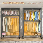 Raybee Rolling Clothes Rack with Cover Clothing Racks for Hanging Clothes Heavy Duty Portable Closet with Wheels Garment Rack
