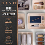 BINO | Woven Plastic Basket | Small (Natural Grey), 4-Pack | THE JUTE COLLECTION | Home Organization, Space - Saving Storage,